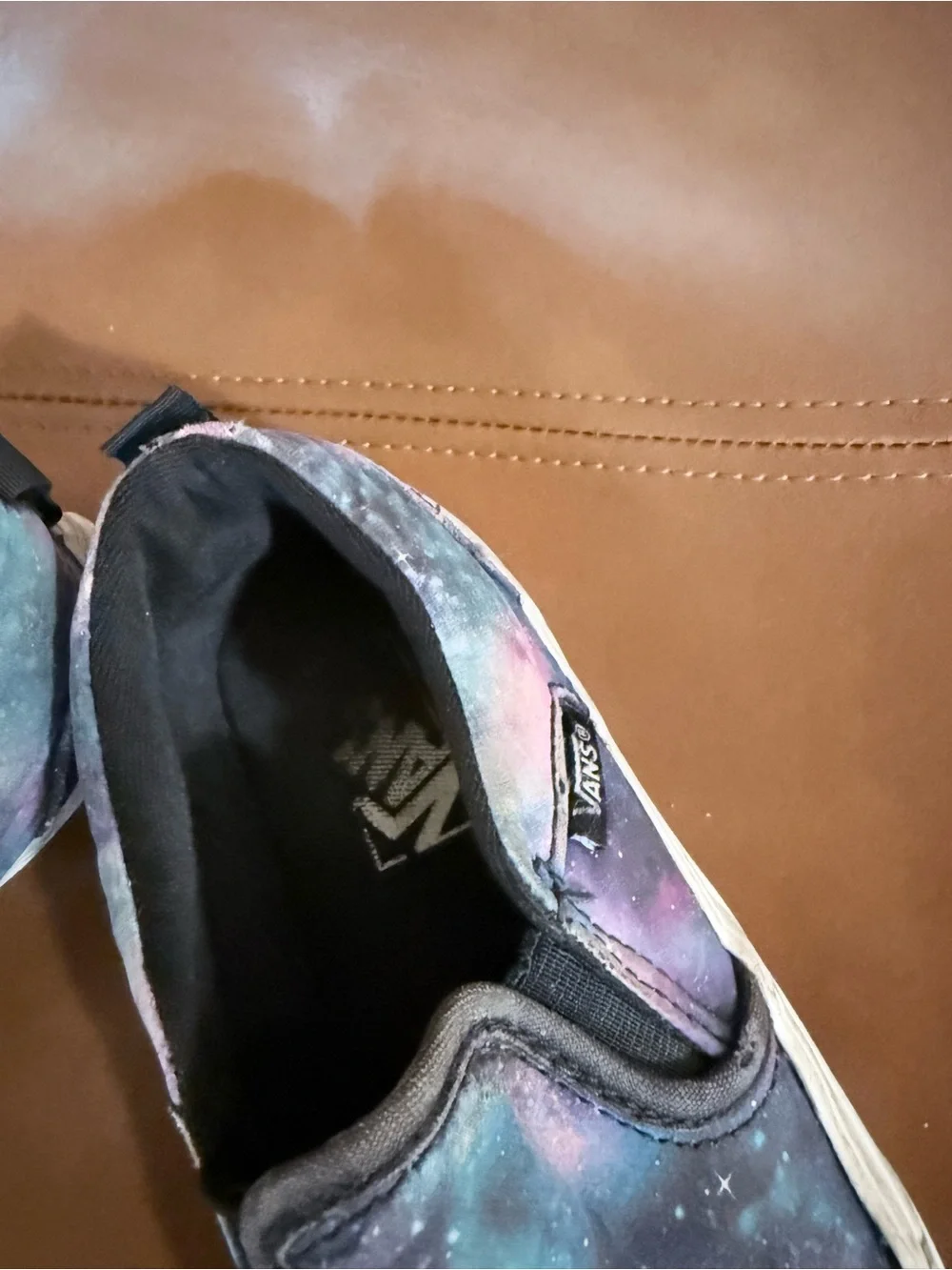 Vans Size 1 Slip-On Galaxy Canvas Sneakers - Purple, Blue, Black